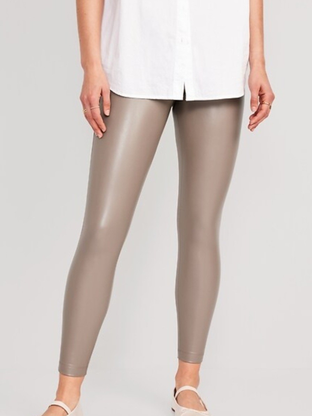 Old Navy Faux Leather Leggings in Warm Taupe